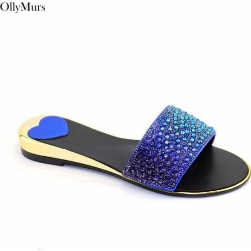 High Quality African Rhinestone Beach Slipper Shoes 2020 Hot Sale Elegant Pumps 2.5CM Shoes Free Shipping