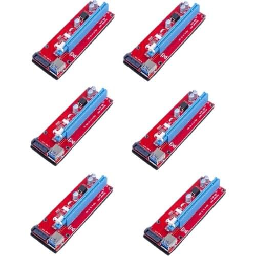 007S PCI-E Riser 1X to 16X USB PCI Express Riser Powered Adapter Card 60cm USB 3.0 Extension Cable for Bitcoin 6 Pcs