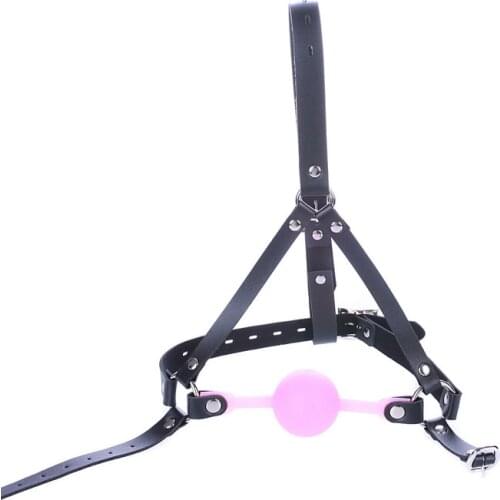 Sexy Silicone Gag Open Mouth Gag with Locks Fetish BDSM Bondage Restraints Head Harness Ball Gag Locking Sex Toys Men Adult Game