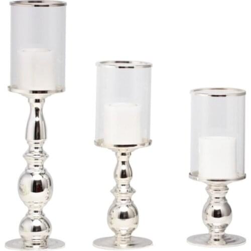 Nordic Silver Candle Holder Metal Candle Stand Candlestick Home Decor Wedding Centerpieces Bougeoir Candles Home Decoration Gift