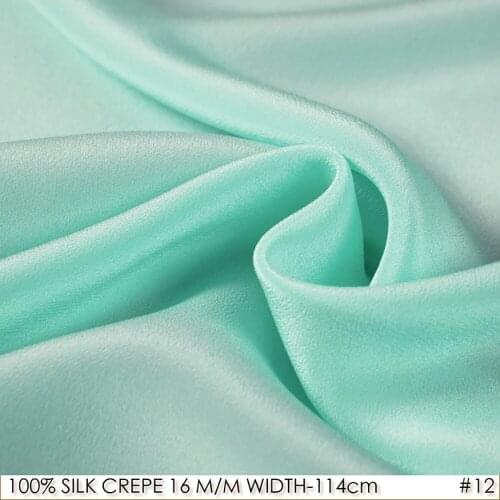 SILK CREPE DE CHINE 114cm width 16momme/100% Pure Mulberry Silk Matt Color Women Evening Dress Fabric Light Lake Blue NO 12