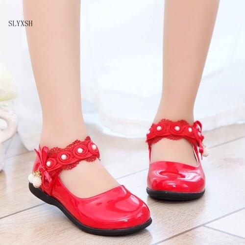 SLYXSH Kids Girls Shoes Bowknot Lace Tassel Leather School Girls Dress Shoes Spring Autumn Wedding Party Dress Shoes For Girls