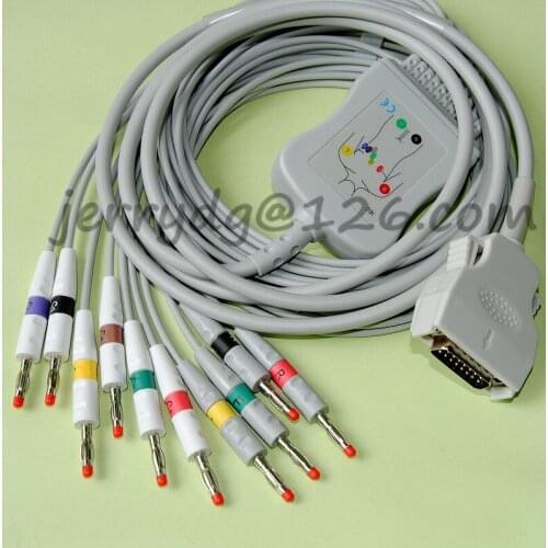Compatible Mortara ELI-200 100 50 EKG cable with leadwires , ECG 10 leads (E10R-MT-B/I)
