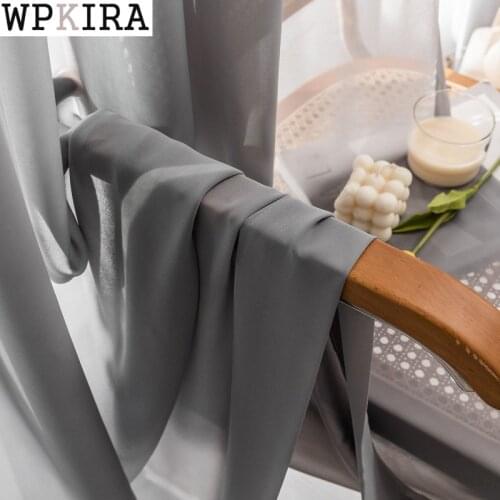 Modern Solid Tulle Curtain for Living Room Grey Voile Drape All-Match Kitchen Balcony Soft Fabric Window Custom Made Z225#D