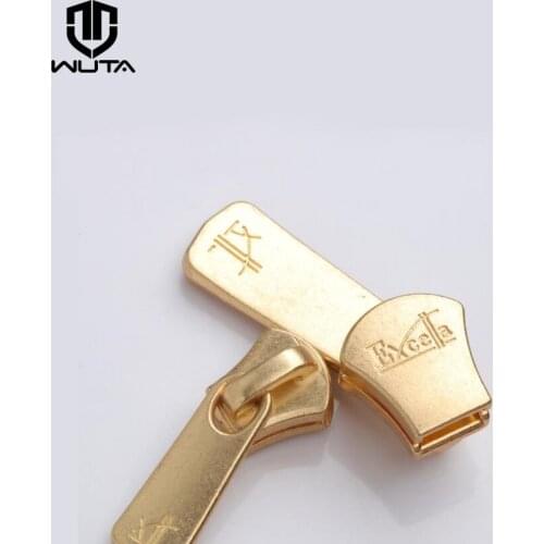 WUTA 5pcs Hot Sale High Quality 3#/5# Excella Zipper Slider Pulls YKK Gold Metal Slider Pull Metal Zipper Made in Japan/Hongkong