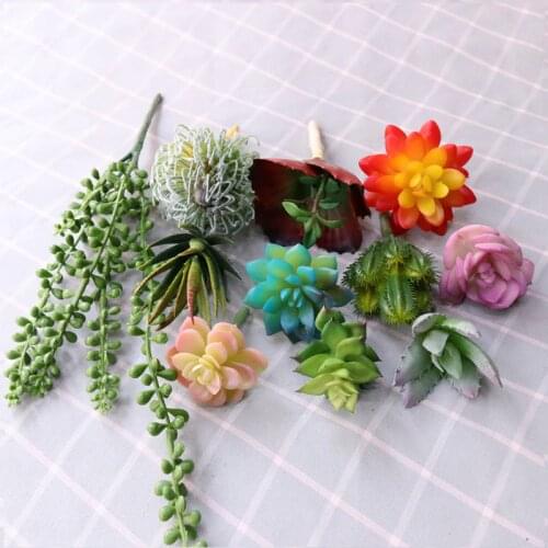 Green Artificial Succulents Plants Desktop Mini Small Bonsai Home Garden Bedroom Living Room Office Decoration Accessories