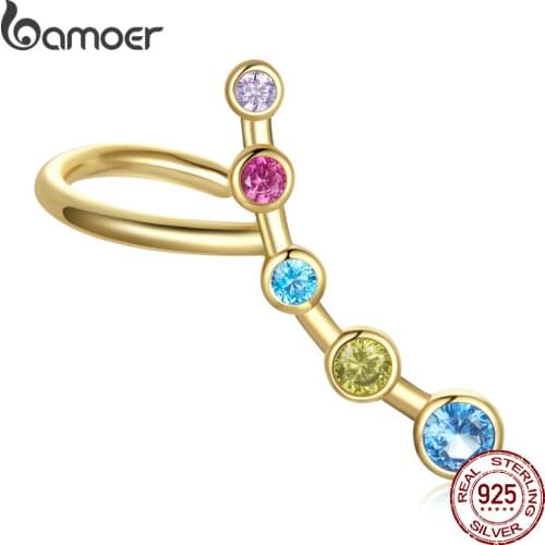 BAMOER 1PC Ear Cuff 925 Sterling Silver Colorful Bubbles Clip Earrings for Women Bohemian Fashion Jewelry Geometry Earring Party