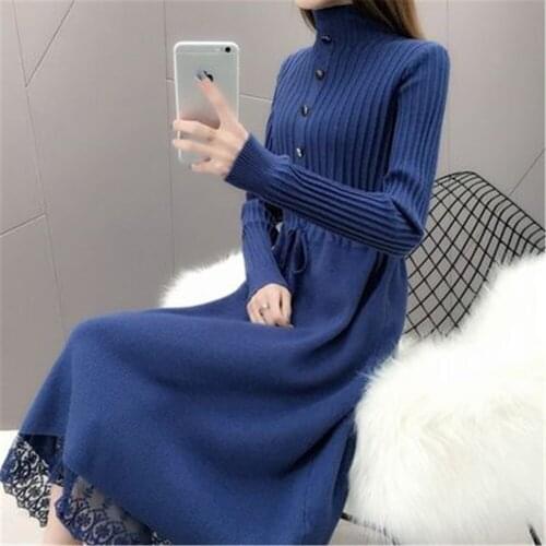 Korean New Fashion 2020 Autumn Winter Women Long Sweater Dress Pullovers Warm Knitted Sweaters Pullover Dresses Lady tops