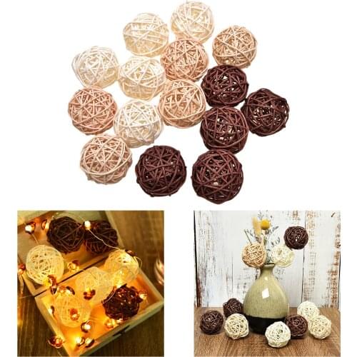 15pcs Rattan Sphere Sepak Takraw 3 Colors Rattan Ball Wedding Party Valentines Day Decor DIY Home Table Decoration