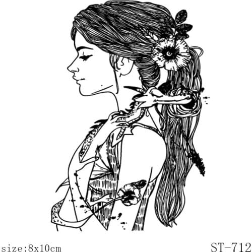 AZSG Pretty Girl Side face Clear Stamps/Seals For DIY Scrapbooking/Card Making/Album Decorative Silicone Stamp Crafts