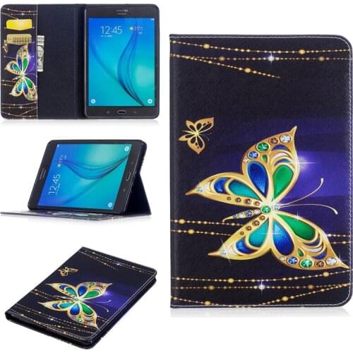 Colored Drawing PU Leather Tablet PC Cases with Kickstand For Samsung Galaxy Tab A 8.0 T350/T355C Tablet Case with Card Holders