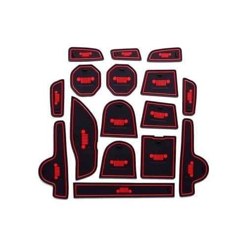 For JEEP Renegade 2014 2015 2016 Gate Slot Pad mats door slot cushion cup dash Mat Interior Accessories 16pcs/set