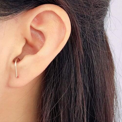 Domino Handmade Thin Rounded Suspender Earrings J Earrings sterling stud simple earrings