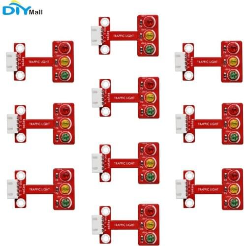 10pcs Keyes Electronics Building Block LED Traffic Light Module for Arduino/micro:bit with anti-reverse plug white terminal