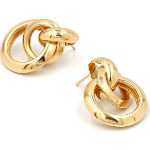 European and American New Popular Atmosphere Geometric Metal Ear Nail Individual Character Contracted Circle is Acted the Role o