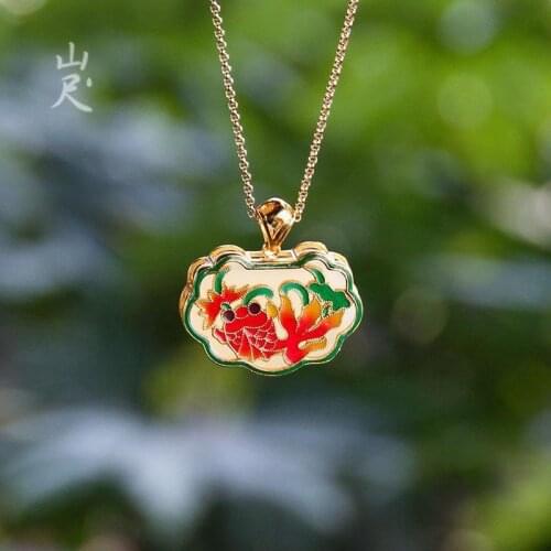 Year after Year, There Are Natural Hetian Jade White Jade Carp Ruyi Double-Sided Wearing Pendant S925 Sterling Silver Jade Gift