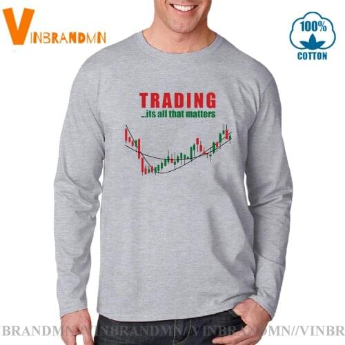 Investment Forex Stock market Candlestick chart Harajuku Long Sleeves Funny mens O-neck Share Stock Trading T Shirt men