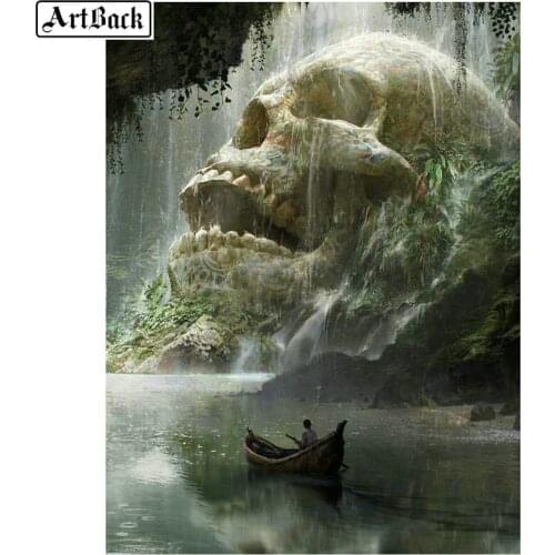 ArtBack 5d Diamond Painting Skull Landscape Full Drill Square Diamond Embroidery 3d Diamond Mosaic Home Decor