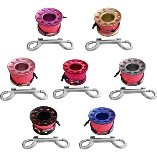 Perfeclan Scuba Aluminum Alloy Diving Spool Finger Reel with High Visibility Line Snap Bolt 15m 49ft for Dive Underwater Fishing