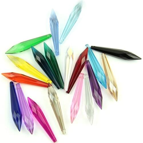 Hot Sale 76mm 10pcs Various/Mix Color Crystals Icicle Multifaceted Glass Chandelier Pendant For Hotel/Bar Lighting Decoration