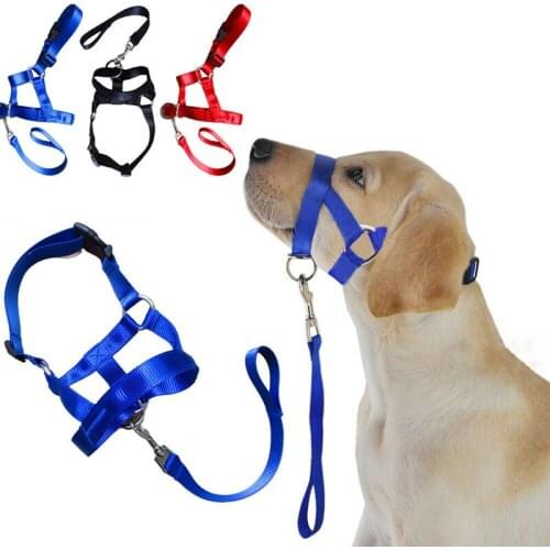 Nylon Dogs Head Collar Halter Dog Mouth Muzzle Adjustable Head Collar Walk Training Loop Stop Pulling Halter Pet Accessories