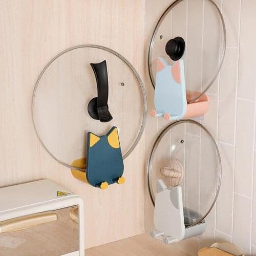 Pot Lid Organizer Removable Drain Design ABS Punch-free Pan Lid Holder for Kitchen