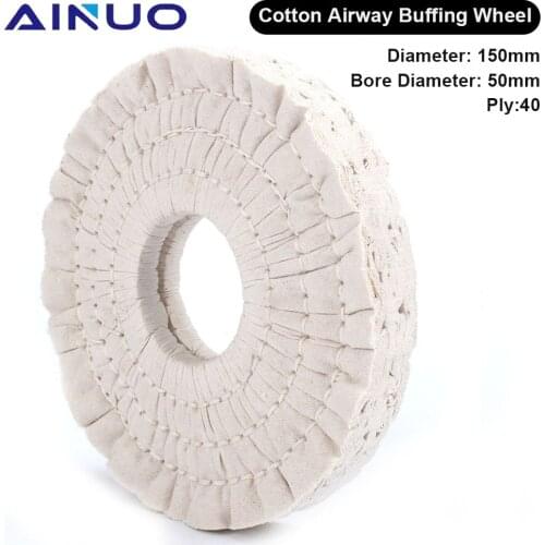 150mm Cotton Airway Buffing Wheel 6" Cloth Open Bias Polishing Buffs Wheel for Edge Bonding Machine Woodworking Machinery