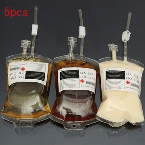 350Ml 1/5pcs Transparent Drink Bag Simulation Blood Bag Vampire Theme Party Decoration Halloween Bachelorette Party Supplies New