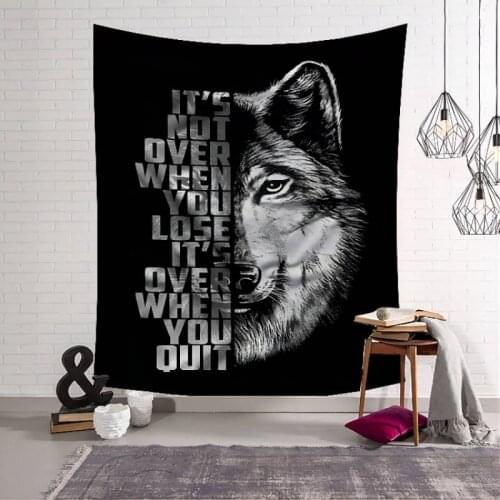 Psychedelic Tapestry Animal Head Wall Decoration A Living Room Bedroom Tapestries Wolf Hippie Beach Mat Decor Wall Hanging