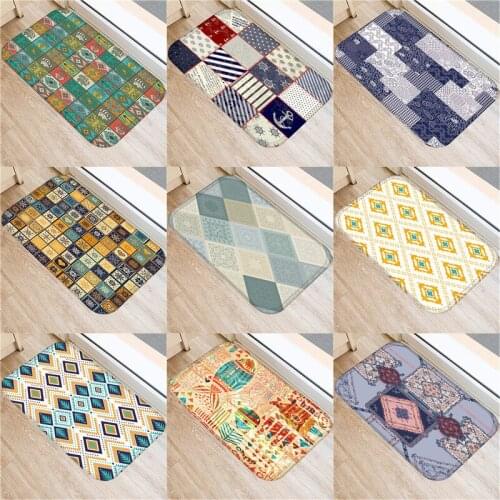 Lattice Doormat Living Room Rug Bohemia Reusable Washable Carpet Bedroom Hallway Anti-Slip Dustproof Kitchen Mats