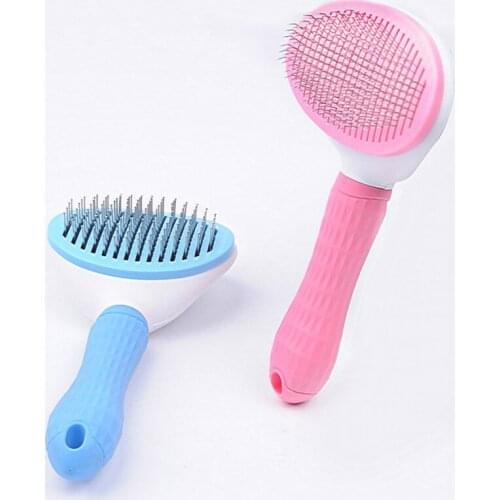 Pet Cat And Dog Cleaning Beauty Hair Removal Hair Removal Self-cleaning Round Needle Comb Blue