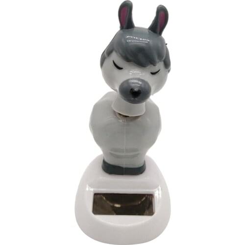 Solar Powered Plastic Swinging Doll Kids Toy Dashboard Ornament - Alpaca