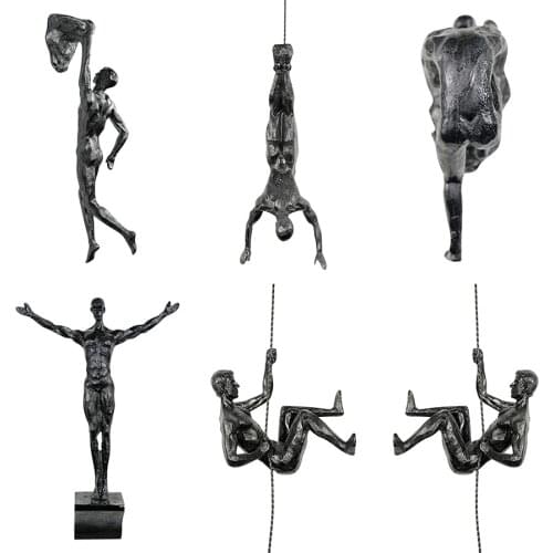 Rock Climbing Man Resin Statue Athlete Olympic Sports Figurine Figures Wall Hanging Sculpture Home Background Decoration
