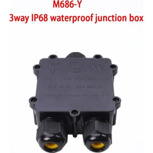 3 Way IP68 waterproof junction box M686-Y outdoor waterproof cable connector electrical for 4-14mm cable
