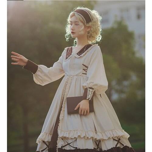 Vintage Lolita Dress Antique Victorian Dress for Women Costume Autumn Winter Long Sleeve Ruffle Lolita Dress Cosplay Loli Cos