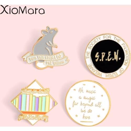 Magic School Enamel Pins Scabbers Dumbledore Library Magical Book Movie Jewelry Wizard Lapel pins For Kids Friends GIfts