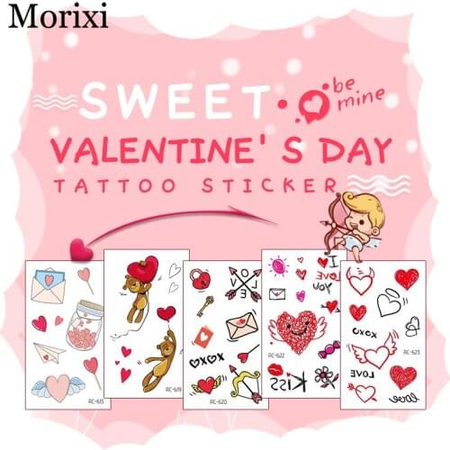 Temporary tattoo sticker for face boday decoration cartoon heart printing water transfer fake tattoo for Valentines Day RA067