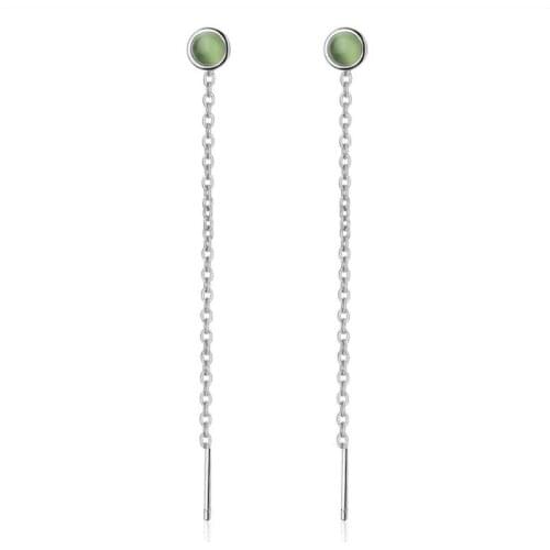 LUKENI Top Quality Silver 925 Drop Earrings For Women Jewelry New Fashion Crystal Green Round Girl Party Accessories Lady Gift