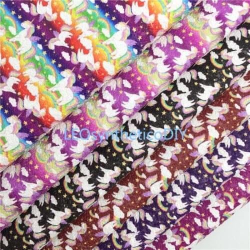 1PC 21X29CM Chunky Glitter Leather, Unicorn Printed Glitter Leather Sheets For Making Bows LEOsyntheticoDIY T510A