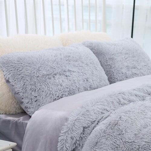 1 Piece Rectangle Throw Pillow Case 50x70cm Super Soft Long Plush Pillowcases Washable Home Bed Decorative Solid Pillowcase
