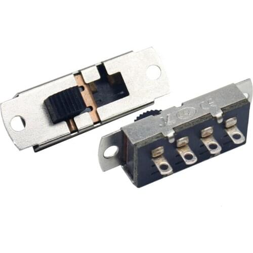 10pcs On Off 2 Position 4 Pins PCB Panel Slide Switch 6A/125V 3A/250V AC black Silver