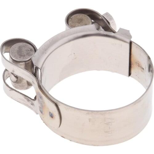 2pcs Stainless Steel Clamp Clip Ring Motorcycle Bike Exhaust Muffler 44-47mm