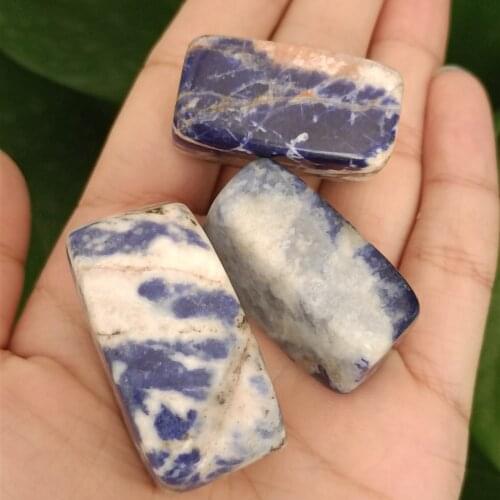 3pcs Natural sodalite blue veins tone gravel square energy Crystal Quartz Mineral Specimen Fish Tank Garden hom Decora
