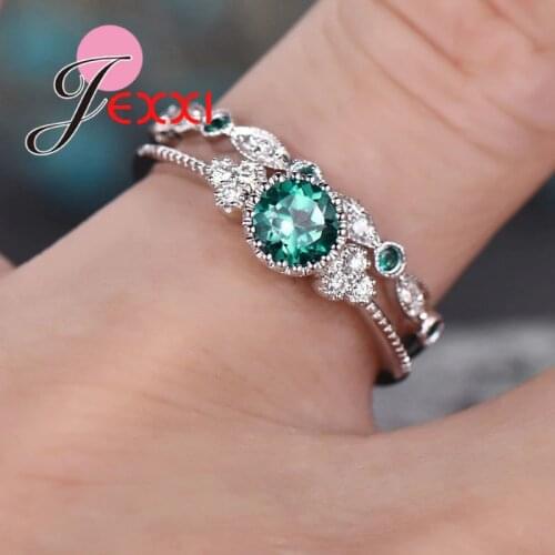 2PCS 925 Sterling Silver Knuckle Rings for Women Engagement Wedding Luxury CZ Stone Lovers Finger Ring Gifts Anniversary