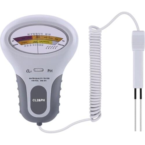 2-In-1 CL2 & PH Meter Swimming Pool Tester, CL2 Level Meter Test Spa Water Quality Analysis Monitoring Monitor Analyzer