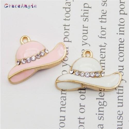 4pcs/pack Mix Enamel Luxury Hat charm women fashion pendant Bracelet Charms Earrings Findings Crystal Dec Crafts