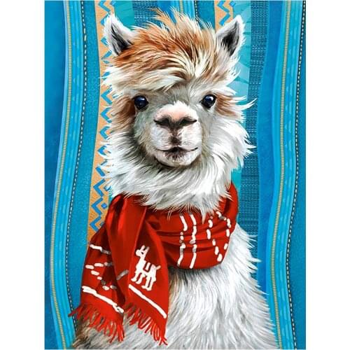 Alpaca Scarf Diamond Painting Cartoon Animal Round Full Drill Nouveaute DIY Mosaic Embroidery 5D Cross Stitch Picture