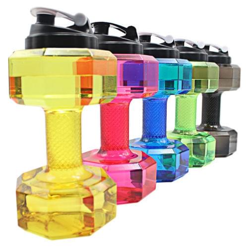 New Fashion Hot Popular 2.2L PETG Dumbbell Large Water Bottle Sports Running Fitness Gym Outdoor Kettle