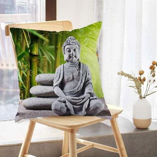 Buddha Series Printed Sofa Cushion Cover Home Decor Pillowcase Square Linen Household Wholesale Throw Cushion Cojines Y8L7