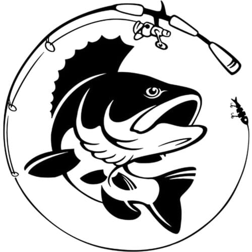 Black/White High Quality 14.1CM*14.3CM Fishing Rod Hobby Fish Vinyl Car Sticker